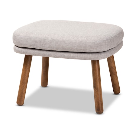 Baxton Studio Lovise Beige Upholstered Walnut Brown Finished Wood Ottoman 148-8230